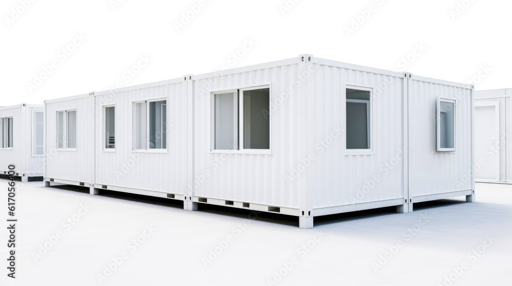 Mobile office buildings or container site office for construction site. Shipping container. Portable house and office cabins,Generative AI illustration Mobile office buildings or container site office for construction site. Shipping container. Portable house and office cabins,Generative AI illustration