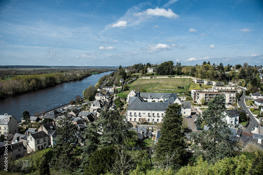 panoramic view of a French medieval city on the edge of a river 