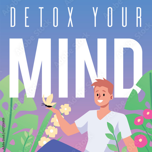 Mind detox and cleansing the brain mental therapy concept flat vector banner.