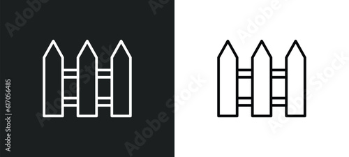 fences line icon in white and black colors. fences flat vector icon from fences collection for web, mobile apps and ui.