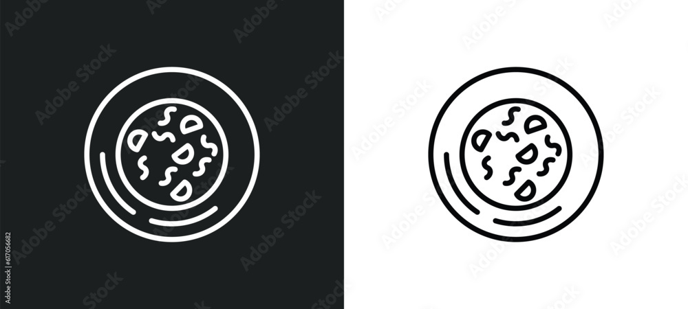 Obraz premium snow fungus soup line icon in white and black colors. snow fungus soup flat vector icon from snow fungus soup collection for web, mobile apps and ui.