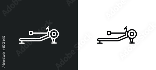 rowing hine line icon in white and black colors. rowing hine flat vector icon from rowing hine collection for web, mobile apps and ui.