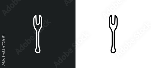 forks line icon in white and black colors. forks flat vector icon from forks collection for web, mobile apps and ui.