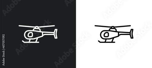 helicopter line icon in white and black colors. helicopter flat vector icon from helicopter collection for web, mobile apps and ui.