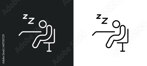 lethargy line icon in white and black colors. lethargy flat vector icon from lethargy collection for web, mobile apps and ui.