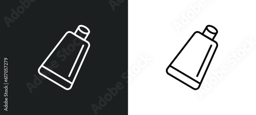 creme container black line icon in white and black colors. creme container black flat vector icon from creme container collection for web, mobile apps and ui.