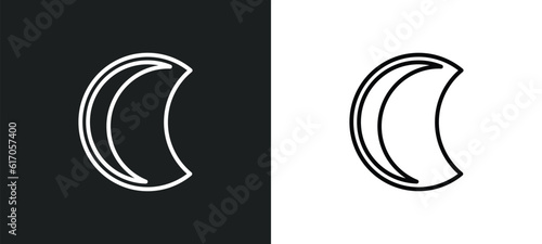 waning moon line icon in white and black colors. waning moon flat vector icon from waning moon collection for web, mobile apps and ui.