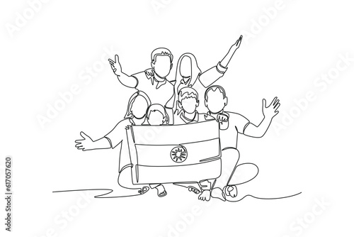 Continuous one line drawing 15th August India Happy Independence Day concept. Single line draw design vector graphic illustration.
