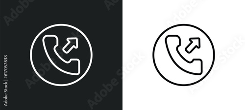 phone with right arrow line icon in white and black colors. phone with right arrow flat vector icon from phone with right arrow collection for web  mobile apps and ui.