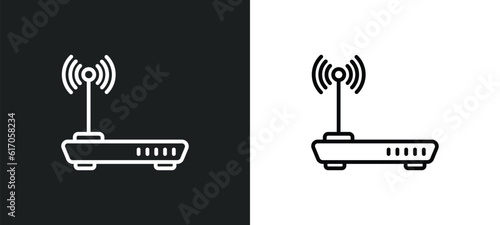 internet modem line icon in white and black colors. internet modem flat vector icon from internet modem collection for web, mobile apps and ui.