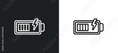 battery loaded line icon in white and black colors. battery loaded flat vector icon from battery loaded collection for web, mobile apps and ui.