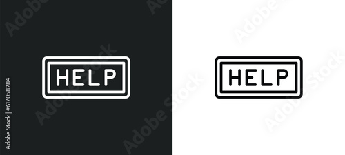 help web button line icon in white and black colors. help web button flat vector icon from help web button collection for mobile apps and ui.