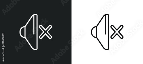 sound off line icon in white and black colors. sound off flat vector icon from sound off collection for web, mobile apps and ui.