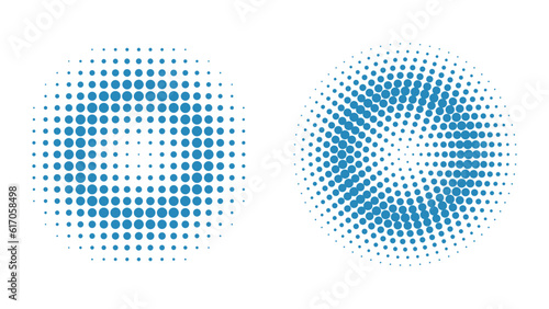 Circle halftone, modern design element isolated on white background.