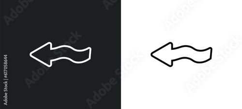 squiggly arrow line icon in white and black colors. squiggly arrow flat vector icon from squiggly arrow collection for web, mobile apps and ui.