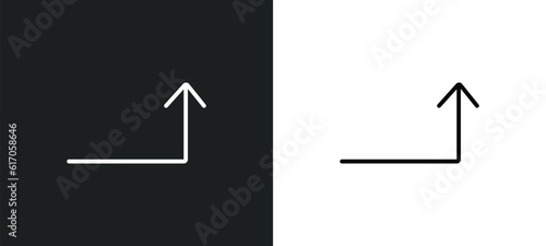 turn up arrow line icon in white and black colors. turn up arrow flat vector icon from turn up arrow collection for web, mobile apps and ui.