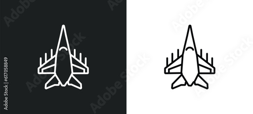 army airplane line icon in white and black colors. army airplane flat vector icon from army airplane collection for web, mobile apps and ui.