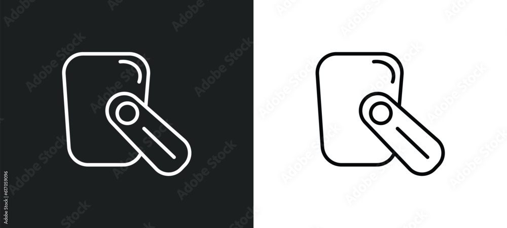 hands free device line icon in white and black colors. hands free device flat vector icon from hands free device collection for web, mobile apps and ui. hands free device line icon in white and black colors. hands free device flat vector icon from hands free device collection for web, mobile apps and ui.