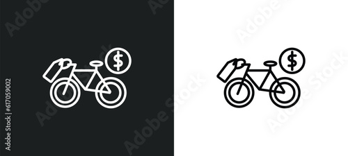 bicycle rental line icon in white and black colors. bicycle rental flat vector icon from bicycle rental collection for web, mobile apps and ui.