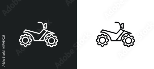 quad bike line icon in white and black colors. quad bike flat vector icon from quad bike collection for web, mobile apps and ui.