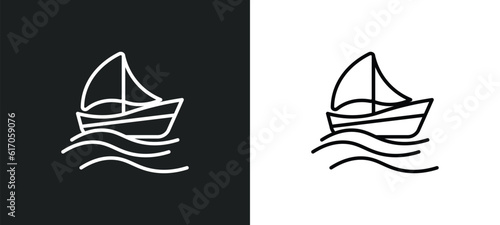sailing line icon in white and black colors. sailing flat vector icon from sailing collection for web, mobile apps and ui.