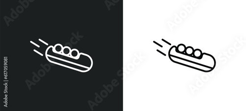 Slika na platnu bobsleigh line icon in white and black colors