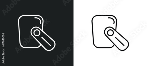 hands free device line icon in white and black colors. hands free device flat vector icon from hands free device collection for web, mobile apps and ui.