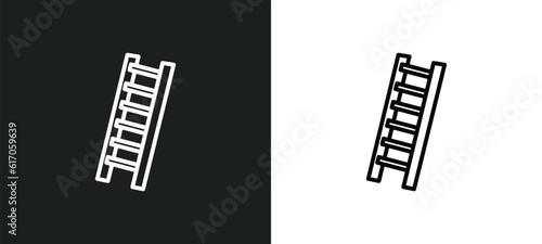 hanging ladder line icon in white and black colors. hanging ladder flat vector icon from hanging ladder collection for web, mobile apps and ui.