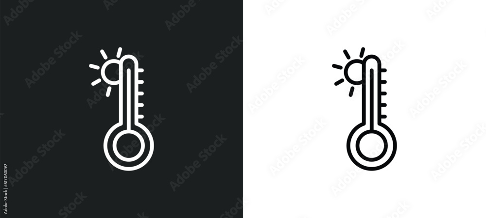 summer temperature line icon in white and black colors. summer temperature flat vector icon from summer temperature collection for web, mobile apps and ui. summer temperature line icon in white and black colors. summer temperature flat vector icon from summer temperature collection for web, mobile apps and ui.