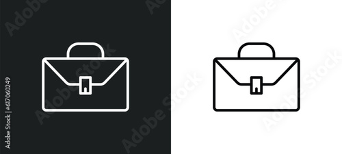 briefcase line icon in white and black colors. briefcase flat vector icon from briefcase collection for web, mobile apps and ui.