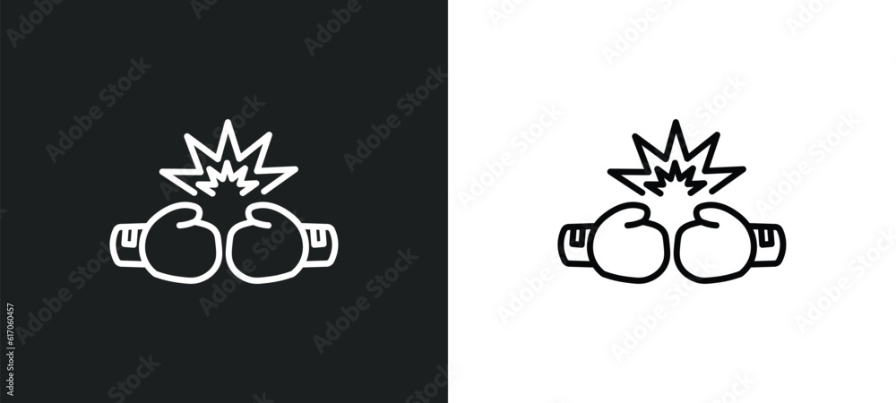 two boxing gloves line icon in white and black colors. two boxing gloves flat vector icon from two boxing gloves collection for web, mobile apps and ui.