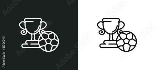 football cup line icon in white and black colors. football cup flat vector icon from football cup collection for web, mobile apps and ui.