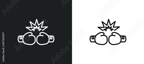 two boxing gloves line icon in white and black colors. two boxing gloves flat vector icon from two boxing gloves collection for web, mobile apps and ui.