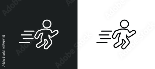 man sprinting line icon in white and black colors. man sprinting flat vector icon from man sprinting collection for web, mobile apps and ui.