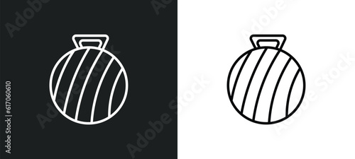 exercise ball line icon in white and black colors. exercise ball flat vector icon from exercise ball collection for web, mobile apps and ui.