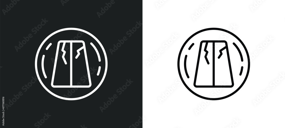 Εκτύπωση καμβά road collapse line icon in white and black colors