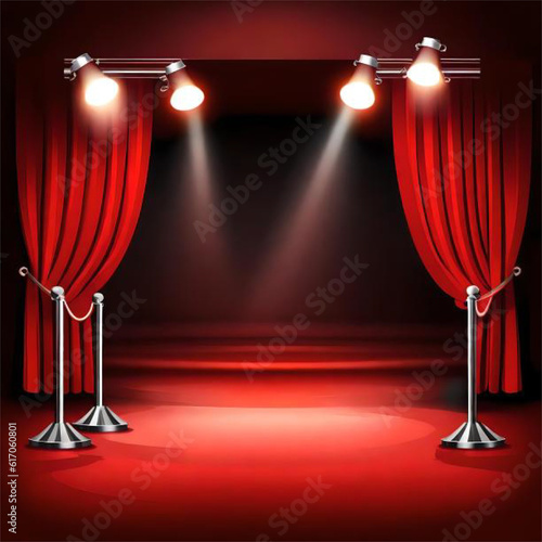 Showroom Background with a Red Carpet