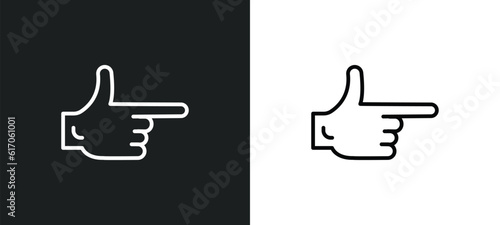 finger gun line icon in white and black colors. finger gun flat vector icon from finger gun collection for web, mobile apps and ui.