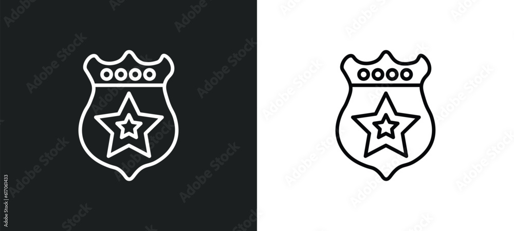 police shield line icon in white and black colors. police shield flat vector icon from police shield collection for web, mobile apps and ui. police shield line icon in white and black colors. police shield flat vector icon from police shield collection for web, mobile apps and ui.