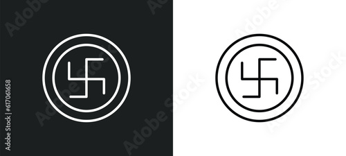 swastica line icon in white and black colors. swastica flat vector icon from swastica collection for web, mobile apps and ui. photo