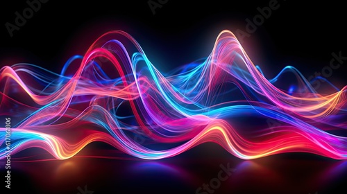 Organic Flowing Lines abstract background. Futuristic neon illustration art. Generative AI