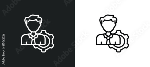 seo management line icon in white and black colors. seo management flat vector icon from seo management collection for web, mobile apps and ui.
