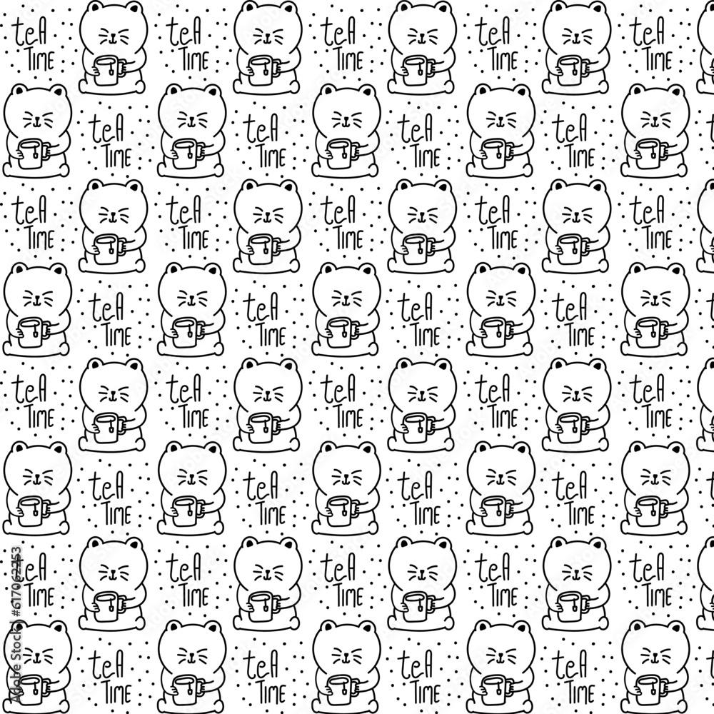 cute cat vector pattern for tee print and background wallpaper