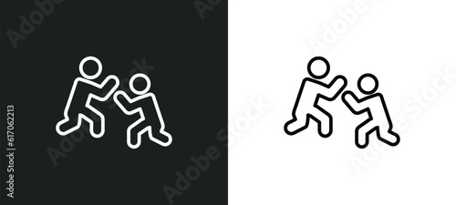 wrestling line icon in white and black colors. wrestling flat vector icon from wrestling collection for web, mobile apps and ui.