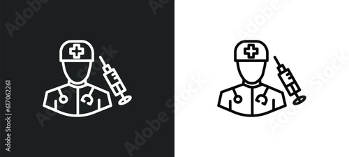 surgeon line icon in white and black colors. surgeon flat vector icon from surgeon collection for web, mobile apps and ui.