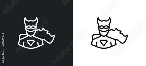 superhero line icon in white and black colors. superhero flat vector icon from superhero collection for web, mobile apps and ui.