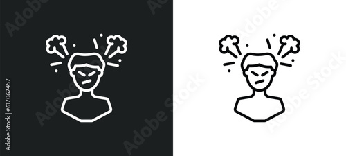 man angry line icon in white and black colors. man angry flat vector icon from man angry collection for web, mobile apps and ui.