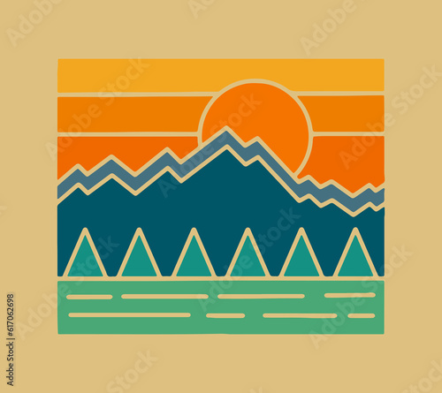 Wyoming Grand Teton National Park vector design for badge, patch, sticker and t shirt graphic illustration