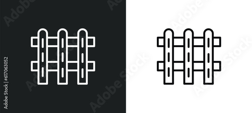 picket fence line icon in white and black colors. picket fence flat vector icon from picket fence collection for web, mobile apps and ui.