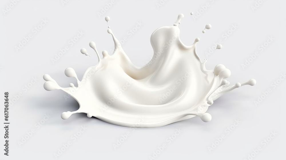 A milk splash on a clean white background A milk splash on a clean white background